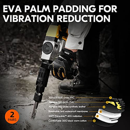Vgo... 2-Pairs 32°F Waterproof High-Dexterity Heavy-Duty Winter Mechanic Gloves, Impact & Vibration Reduction (S, Black&Gold, SL8849FW) - color: Gold&black-lined, size: Small (2 Pairs)