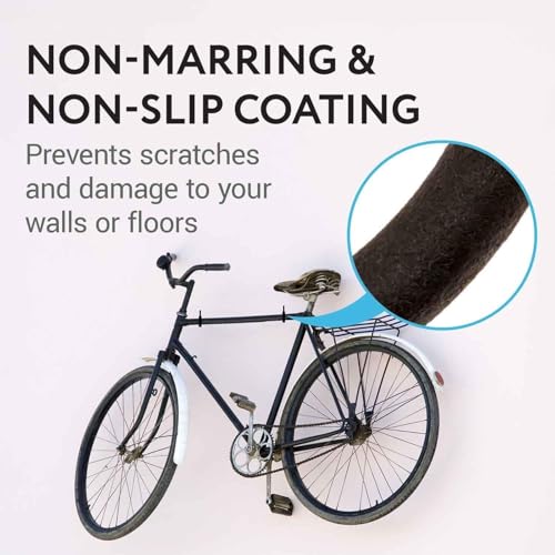 IMPRESA 4-Pack Bike Hooks for Garage Ceiling - 100 Lbs Capacity,7 x 4 in - Galvanized Steel & Non-Marring Finish Heavy Duty Hook - Wall Mount for Ceiling Bike Hangers - Universal Fit Bike Wall Mount