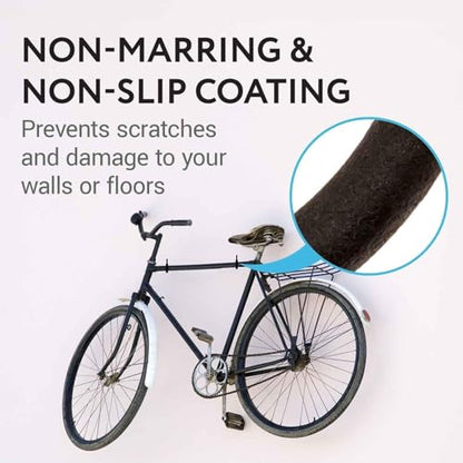 IMPRESA 4-Pack Bike Hooks for Garage Ceiling - 100 Lbs Capacity,7 x 4 in - Galvanized Steel & Non-Marring Finish Heavy Duty Hook - Wall Mount for Ceiling Bike Hangers - Universal Fit Bike Wall Mount