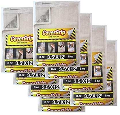 8 Oz Canvas Safety Drop Cloth, 3.5' x 12', (Pack of 8) - size: 3.5' x 12'