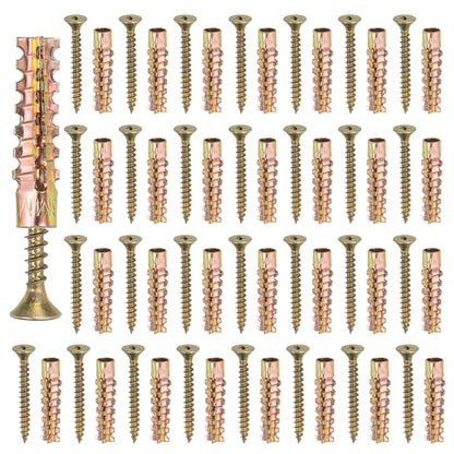 PATIKIL 30 Pcs Drywall Hollow Wall Anchors with Screws 0.16 x 1.38, Steel Dry Wall Anchors Kit for Wooden Concrete Plaster Hinge Hole Repair, Brass (5 x 30mm) - size: 5 x 30mm