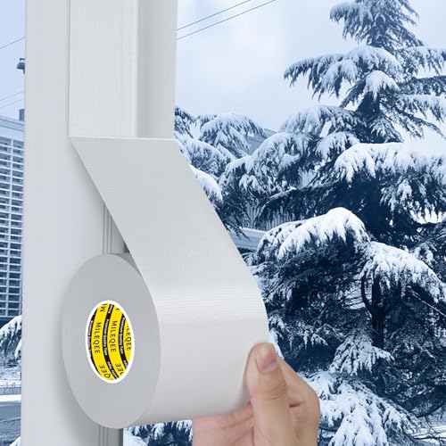 Cloth Duct Window Seal Strip Tape for Winter, 2.75in x 66FT, Weather Stripping Sealing Insulation Tape for Door, Weather Tape for Windows to Keep Cold Out, Window Sealer Draft Blocker - color: White, size: 2.75inch x 66FT