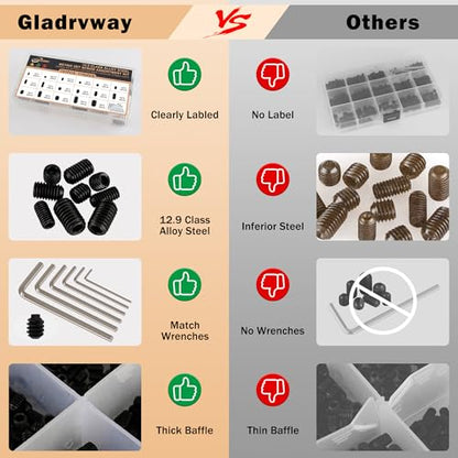 791PCS Set Screws, 17Sizes Metric Set Screw Assortment Kit, M2/2.5/3/4/5/6/8 12.9 Alloy Steel Black Grub Set Screws, Internal Hex Drive Cup-Point Screws for Bathroom Fixtures, Door Handles - size: 791PCS 17Size Metric