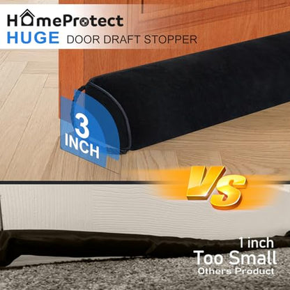 Weighted Door Draft Stopper 36 Inch Triangle Door Snake Blocker Cold Air Noise Light Under Door Sweep Weather Stripping Door Seal More Fits 0 to 3" Large Door Gaps,Quick Install Black - size: 36.5