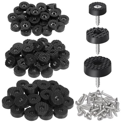 Swpeet 32 Sets 18mm Round Black Furniture Pads with Screws, Heavy Duty Round Rubber Non Slip Non Skid Furniture Feet Rubber Bumpers Pads for Table Desk Chair to Protect Hardwood - size: 18 mm