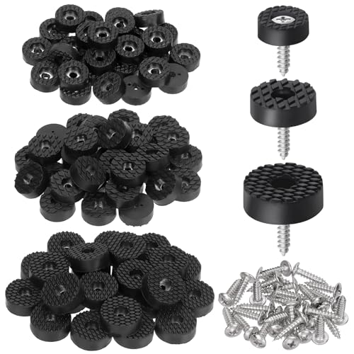 Swpeet 32Sets 24mm Round Black Furniture Pads with Screws, Heavy Duty Round Rubber Non Slip Non Skid Furniture Feet Rubber Bumpers Pads for Table Desk Chair to Protect Hardwood - size: 24 Mm