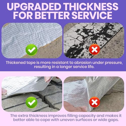 TAPEBEAR 9Rolls Extra Thicker Butyl Tape Waterproof 8inch x16feet, 51mil Aluminum Butyl Sealant Tape, Duct Sealing Adhesive for RV Roof Repair, Boat and Pipe Sealing, Metal, Roof Leak Patching - size: 9Rolls/8inch x 16feet