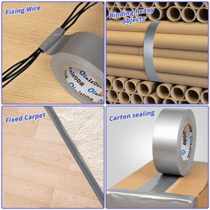 4 Inch Silver Duct Tape - 4 Pack Heavy Duty Duct Tape, Totals 220 Yards, 8.3 mil Thickness, Strong, Flexible, No Residue, All-Weather and Tear by Hand - for Repairs, Industrial, Professional Use - color: Gray, size: 4inch x 220 yards
