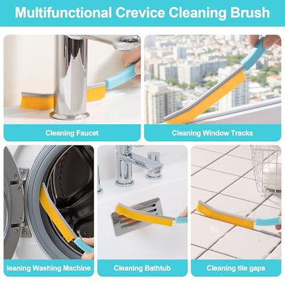JOYMOOP 4 Pack Crevice Cleaning Brush, Turquoise Hard Bristle Grout Brush, House Cleaning Supplies, Magnetic Gap Cleaning Brush for Kitchen, Bathroom, Window, Toilet, Multifunctional Cleaning Tools - color: Turquoise, size: 4 Pack