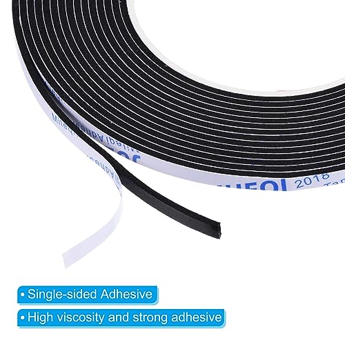 PATIKIL 5m/16.4ft Sealing Foam Tape, 5mm Wide 2mm Thick Single Sided Weather Stripping Door Seal Strip for Window Door Insulation, Black - size: 5mx5mmx2mm
