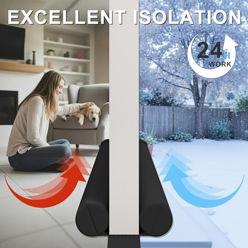 SYIPO Door Draft Stopper, Under Door Sound Blocker - Blocks Noise, Cold/Hot Air, Bugs, Smells, ect. Easy Install Sound Proof Bottom Door Gap Filler & Seal - Fits 30” to 38” Door, Black