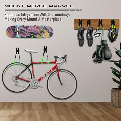 15-Piece Garage Wall Hooks with 3 Extension Straps, Green Heavy Duty Tool Storage Rack for Ladder, Bike, Shovel, Garden Tools, Metal Wall Mount Organizer Set - style: 15-Pack Hooks + 3 Straps（green）