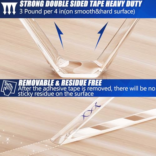 ZMUAXUAN Strong Nano Double Sided Tape Heavy Duty Mounting,Clear Removable Wall Sticky Adhesive Strips,Reusable Thick Gel Grip for Hanging Picture,Poster,Carpet,Photo