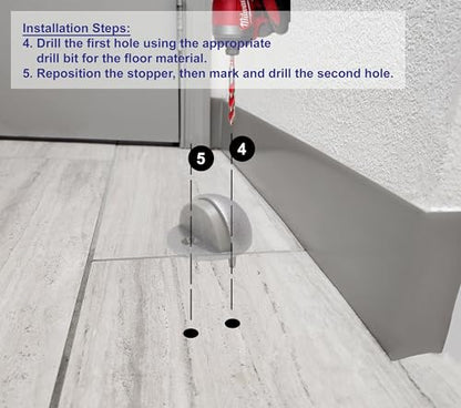 Commercial Residential Dome Floor Stop Door Stop, Metal Alloy, Floor Mount Door Stopper, Door and Wall Protection, Satin Chrome & Matt Black Finishes (Chrome, Low) - size: Low