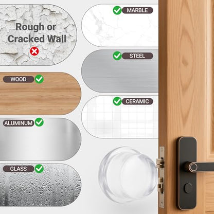 Extra Thick 1" Clear Door Stoppers for Wall – 2 Pack Self-Adhesive Silicone Cylinder Bumpers, Heavy-Duty Door Knob Wall Protectors, Noise Reduction for Nurseries, Bedrooms, Rentals & Home Offices