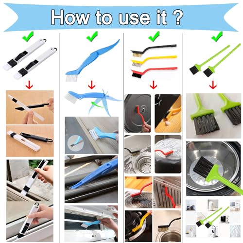 13pcs Window Groove Cleaning Brush Kit, Magic Window Track Cleaner, Crevice Cleaner Brush, Sliding Door Track Cleaner, Gap Cleaning Brush for Sill, Tile Lines, Sliding Door, Keyboard. Small Brush Set.