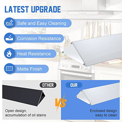 30" Slide-in Range Rear Filler Kit W10113901A, Stove Gap Universal Triangular Filler Strip, Cooktop Trim Kit Between Stove and Backsplash for Whirlpool & Most Brand, Durable Aluminum, Silver - color: Silver