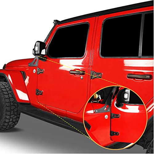 for Jeep JL Door Hinges 8Pcs Heavy Duty Black Aluminum Alloy Door Hinge Kit Replacement w/Pins Screws Tools for Jeep Wrangler JL JLU Gladiator JT 2018-2026 - size: for Jeep JL (8Pcs)