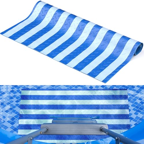 Drydiet Pool Step Mat Above Ground Ladder Mat, Swimming Protective Nonslip Step Pad with Texture, Pool Essentials Accessories for Floor Liners and Stairs, Blue and White Stripes (36 x 16 Inch) - size: 36 x 16 Inch