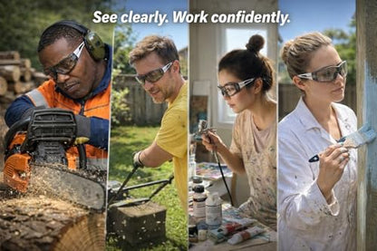 Koziface S30 Safety Glasses for Men and Women Adjustable Elastic Headband Strap and Arms 2 Ways to wear Stylish ANSI Z87.1+ Impact Resistant, Wraparound Dust Protection Work Goggles for Indoor/Outdoor