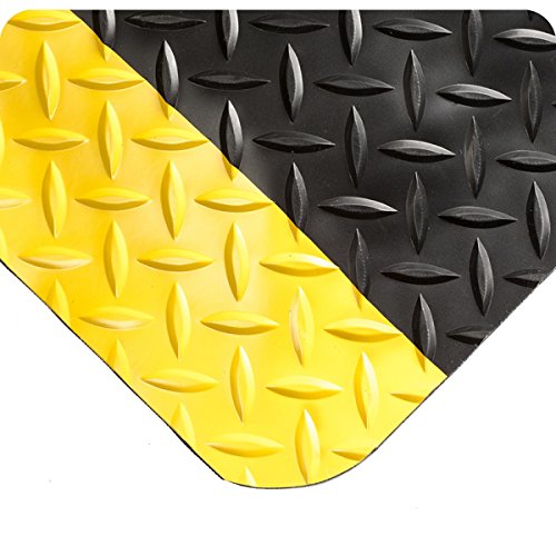 Wearwell 497.1x2x5BYL Smart Diamond Plate UltraSoft Mat, 5' Length x 2' Width x 1" Thick, Black with Yellow - color: Black / Yellow, size: 2x5x1"