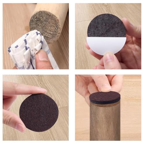 Furnigear 2x2inch Round Felt Furniture Pads, 18Pcs Self-Adhesive Floor Protectors for Chair Legs, Hardwood Floors - Cuttable, Anti-Scratch, Brown - size: 2*2inch