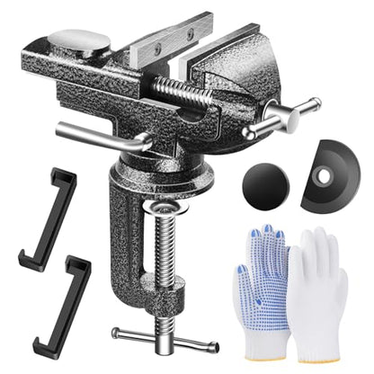 Professional Vise Table, 360° Rotation Work Clamp-On Vise, Versatile Use, Heavy Duty Construction for Woodworking, Metalworking, Handcraft (2.8 Inch) - size: 2.8 Inch
