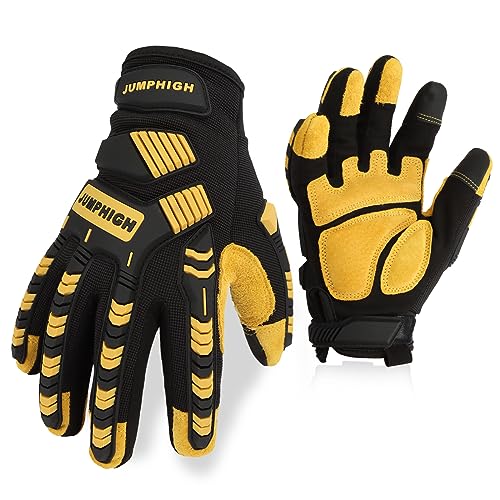 Impact Work Gloves, Mens Working Gloves with Secure Fit, Heavy Duty Mechanic Gloves with Impact Protection and Vibration Reduction, High Dexterity, Touchscreen Capable (XL) - color: Tpr, size: X-Large