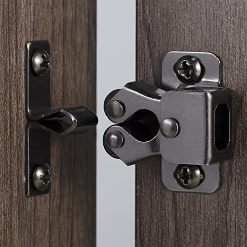 Keenkee 8 PCS Cabinet Latch Double Roller Catch Hardware for Cupboard Closet Cabinet Door Latches and Catches, Black Nickel - color: BlackNickel 8ps