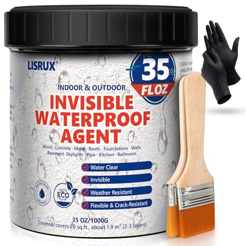 Transparent Waterproof Coating, 35 Oz Invisible Waterproof Agent, Water-Based Waterproof sealant for Roofs, Walls, Gardens, Terraces, Indoor & Outdoor Use - size: 35 FL OZ