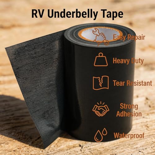 RV Underbelly Tape, 4" x62ft Camper Travel Trailer Mobile Home Belly Repair Tape Strong Adhesive Waterproof Tape for RV Material, Awnings Repair, Tear Repair - size: 4" x62ft