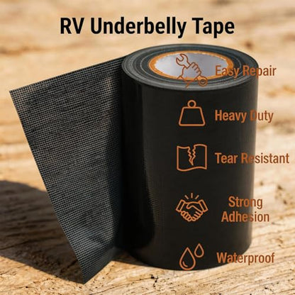 RV Underbelly Tape Camper Travel Trailer Mobile Home Belly Repair Tape Strong Adhesive Waterproof Tape for RV Material, Awnings Repair, Tear Repair (2" x30ft) - size: 2" X30ft