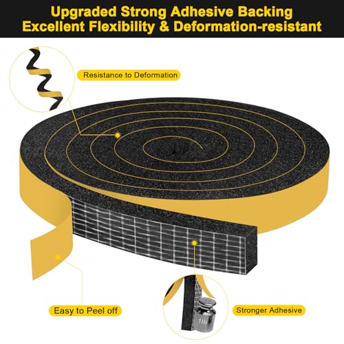 Open Cell Air Conditioning Window Seal, Door Weather Stripping with Adhesive, Single Sided Strong Adhesive Lightproof, Dustproof, Maximum Compression, Gap Blocker (1 in x 1/2 in x 13Ft) - size: AC-1 in x 1/2 in x 13Ft