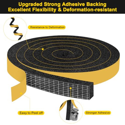 Open Cell Air Conditioning Window Seal, Door Weather Stripping with Adhesive, Single Sided Strong Adhesive Lightproof, Dustproof, Maximum Compression, Gap Blocker (1 in x 1/2 in x 13Ft) - size: AC-1 in x 1/2 in x 13Ft