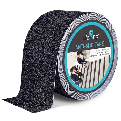 Lifegrip Anti Slip Tape, 3 Inch x 25 Foot Non-Slip Traction Grip Tape for Stairs, Waterproof Stair Treads Grip Non Slip, Non Skid Tape for Steps, Outdoor Black Grip Tape (3" X 25') - color: Black, size: 3" X 25'