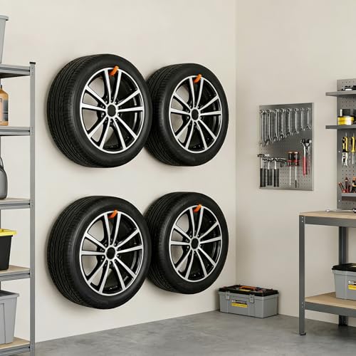 Frcctre 4 Pack Heavy Duty Garage Hooks, 10 Inch Wall Mount Utility Carbon Steel Garage Storage Hooks Tool Organizer Hanger for Car Tires, Ladders, Chairs, Ropes and Garden Tools-Max Load 88 lbs