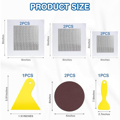 Drywall Repair Kit 6 Pack,4,6,8 Inch Aluminum Wall Repair Patch Kit with Small, Medium Scrapers, Sandpaper, Self Adhesive Fiber Mesh, Dry Wall Hole Repair Patch,Galvanized Metal Patch ( 10 Pcs ) - size: 10 Pcs (4",6",8")