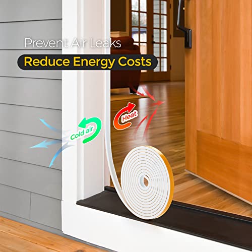 Ravinte 32 Feet Weather Stripping Door Seal, 1/2" Wide x 1/8" Thick, White, CR Foam & Neoprene, Soundproofing, Air Leakage Protection - color: White, size: 1/2In x 1/8In x 32Ft