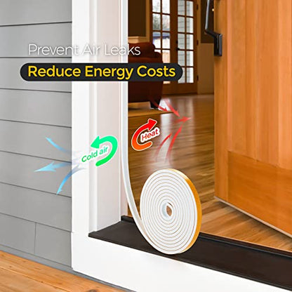 Ravinte 32 Feet Weather Stripping Door Seal, 1/2" Wide x 1/8" Thick, White, CR Foam & Neoprene, Soundproofing, Air Leakage Protection - color: White, size: 1/2In x 1/8In x 32Ft