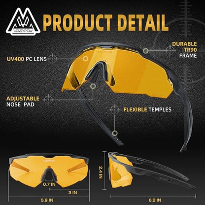 Shooting Glasses Anti Fog with High Definition Lenses, ANSI Z87+ Certified Tactical Safety Glasses for Men Women - color: A6-amber