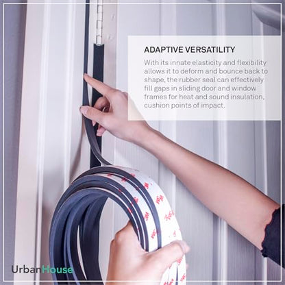 Neoprene Waterproof Rubber Foam 1/2” (w) x 1/4” (h) x 24 feet Long Weather Stripping Door Seal Insulation Shock-Absorbing 3M Self-Adhesive Tape for Door Frames, Windows – Black, 1 Continuous Roll - size: 1/2" x 1/4" x 24'