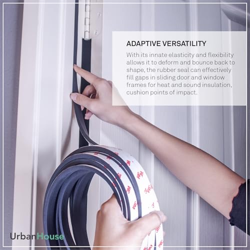 Neoprene Waterproof Rubber Foam 1/2” (w) x 1/8” (h) x 48’ (l) Weather Stripping Door Seal Insulation Shock-Absorbing 3M Self-Adhesive Tape for Door Frames, Windows – Black, 1 Continuous Roll - size: 1/2" X 1/8" X 48'