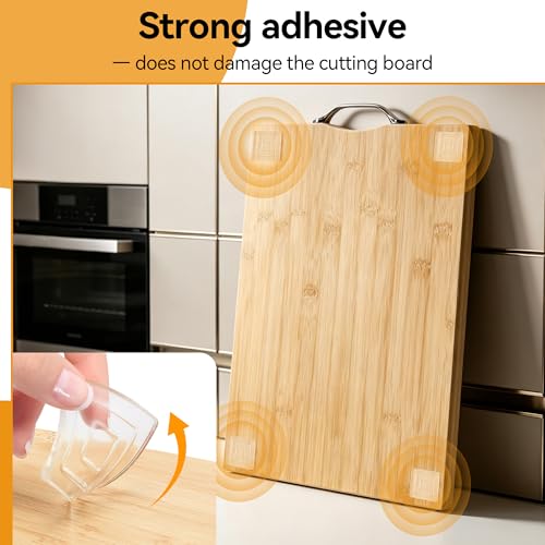 Rubber Feet for Cutting Board, 20PCS Cutting Board Feet Non Slip, 1.2x1.2 inches Clear Adhesive Silicone Rubber Feet Waterproof Reusable Square