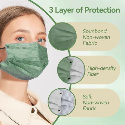 Jointown Disposable Face Mask - 3 Ply Protection Face Masks, 50 Pack Morandi - color: Morandi