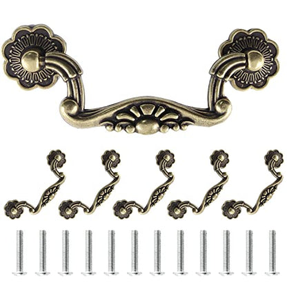 Uenhoy 6 Pcs 3.75 Inch Vintage Drop Bail Drawer Pulls Bail Handle Drop Pulls Antique Bronze Cabinet Pull Handles (3.75" Hole Spacing, 4.5" Total Length) - size: 3.75 Inch Hole Spacing