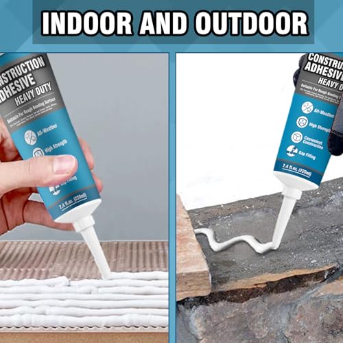 Construction Adhesive Heavy Duty, Cement Glue for Concrete, Floor, Wall, Stone, Wood and More, 14.8 Ounce Tile Squeeze Tube, Suitable for Rough Bonding Surface (220ml*2) - style: 220ml*2