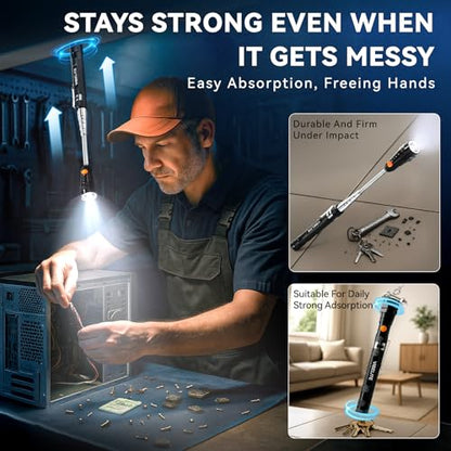VIBELITE Extendable Magnetic Flashlight with Telescoping Magnet Pickup Tool-Cool Gadget Gifts for Men, Women, Him, Teen Boys, Husband, Dad, Father, Mechanic, Birthday Gifts for Men, Black - style: Magnetic Tool