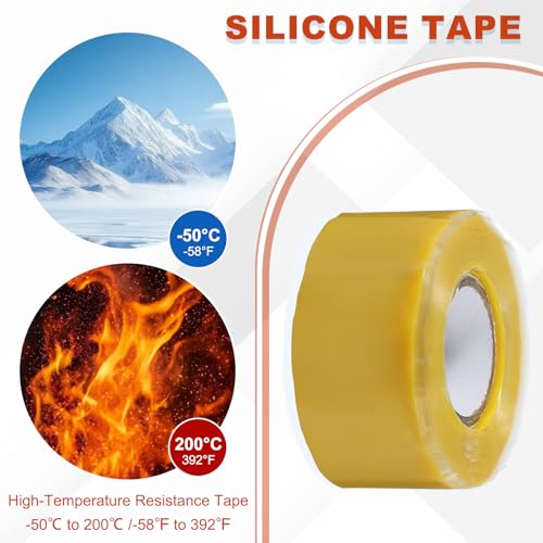 uxcell 2 Pcs Self Fusing Silicone Tape, 1" x 10ft Waterproof Water Leak Sealing Tape for Plumbing Pipe Hose Repair Handles, Yellow - color: Yellow, size: 1" x 10ft