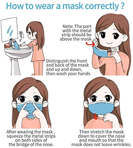 DC-BEAUTIFUL 100 Pcs Blue Disposable 3 Ply Earloop Face Masks,Fit for Adults - color: Blue