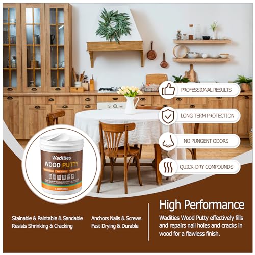 Wadities White Wood Filler, White Wood Putty, Paintable Stainable Wood Repair Putty, 9.87 Ounce Wood Furniture Repair kit, Quickly Repair Wood Cracks and Holes on Wooden Floor Furniture (White) - color: White